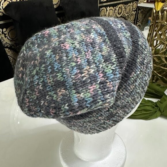 Handmade Multicolor Knit Beanie Soft Wool Blend Winter Hat Unisex - Picture 7 of 9